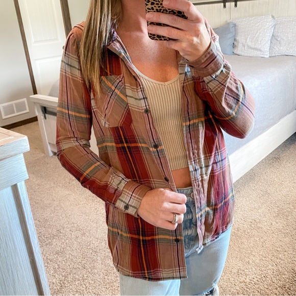 BKE Tops - BKE Eased Hooded Flannel Shirt Size XS